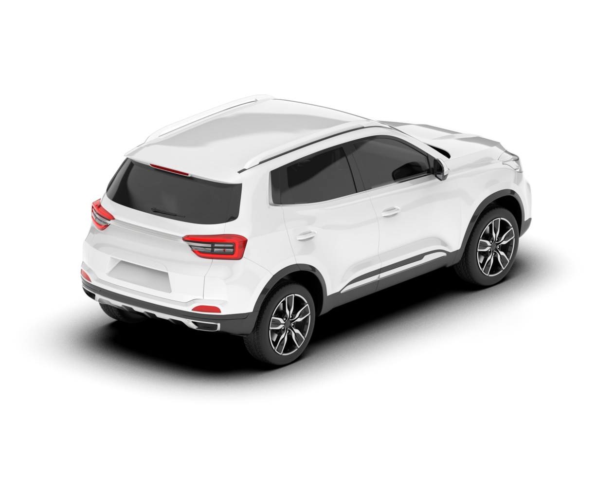 White SUV on transparent background. 3d rendering - illustration png