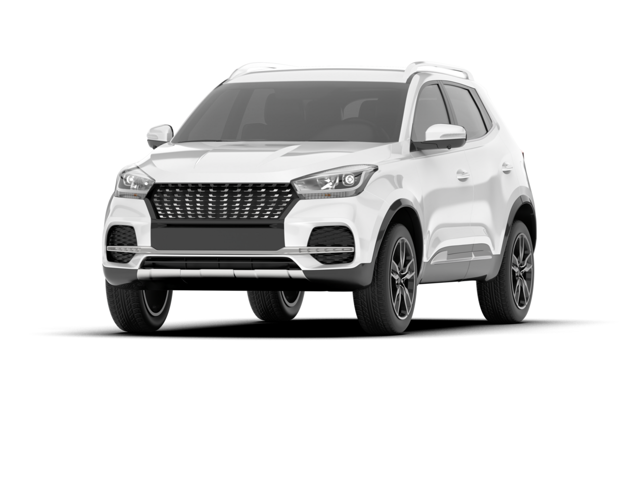 White SUV on transparent background. 3d rendering - illustration png