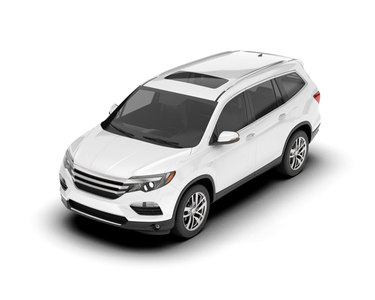 White SUV on transparent background. 3d rendering - illustration png