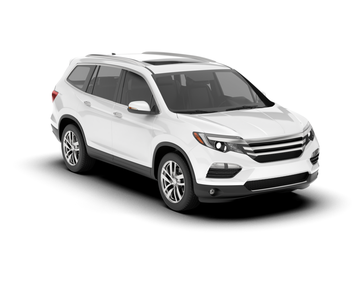 White SUV on transparent background. 3d rendering - illustration png