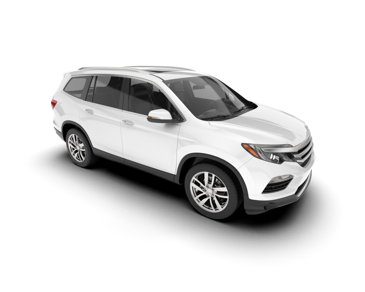 White SUV on transparent background. 3d rendering - illustration png