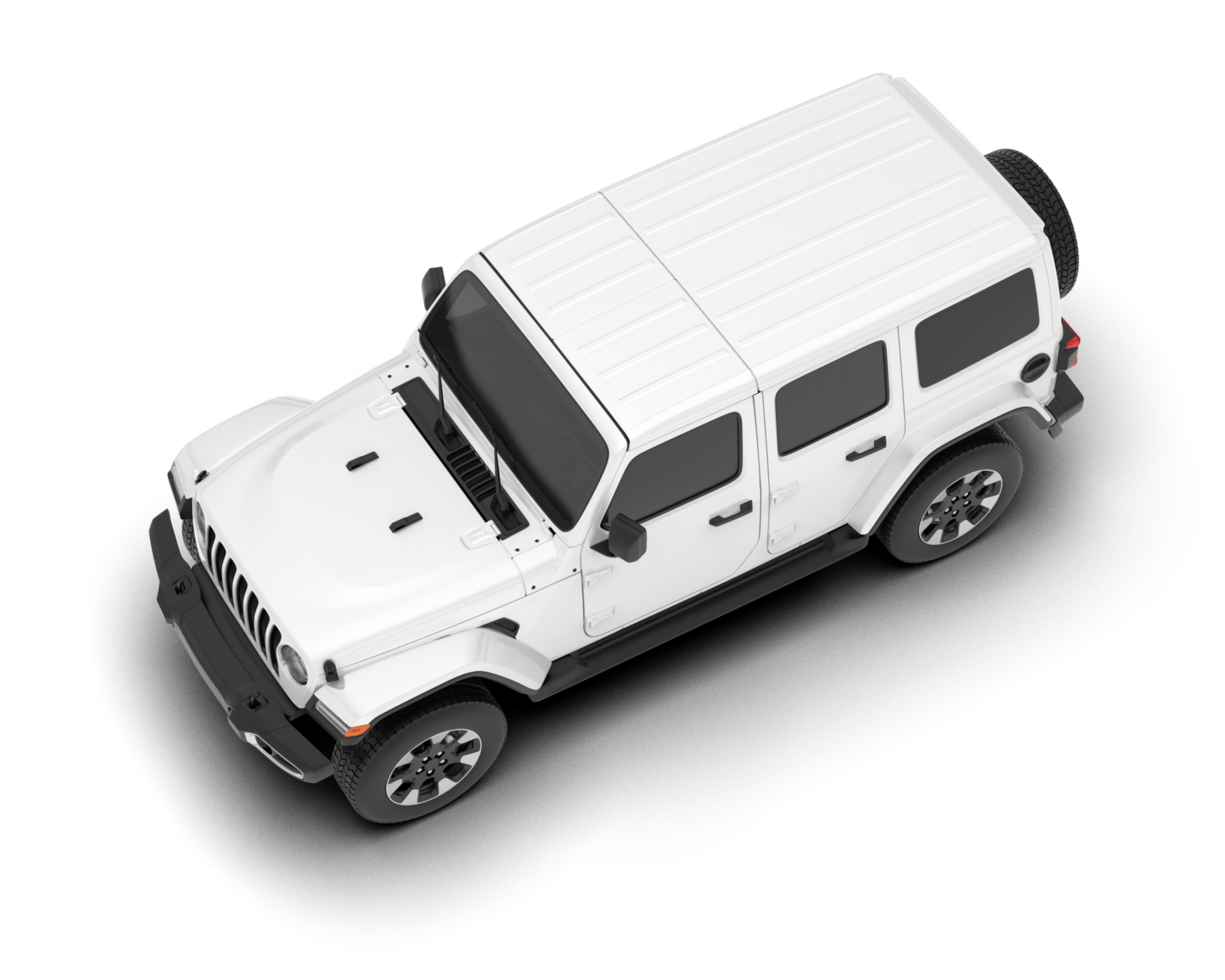 White SUV on transparent background. 3d rendering - illustration png