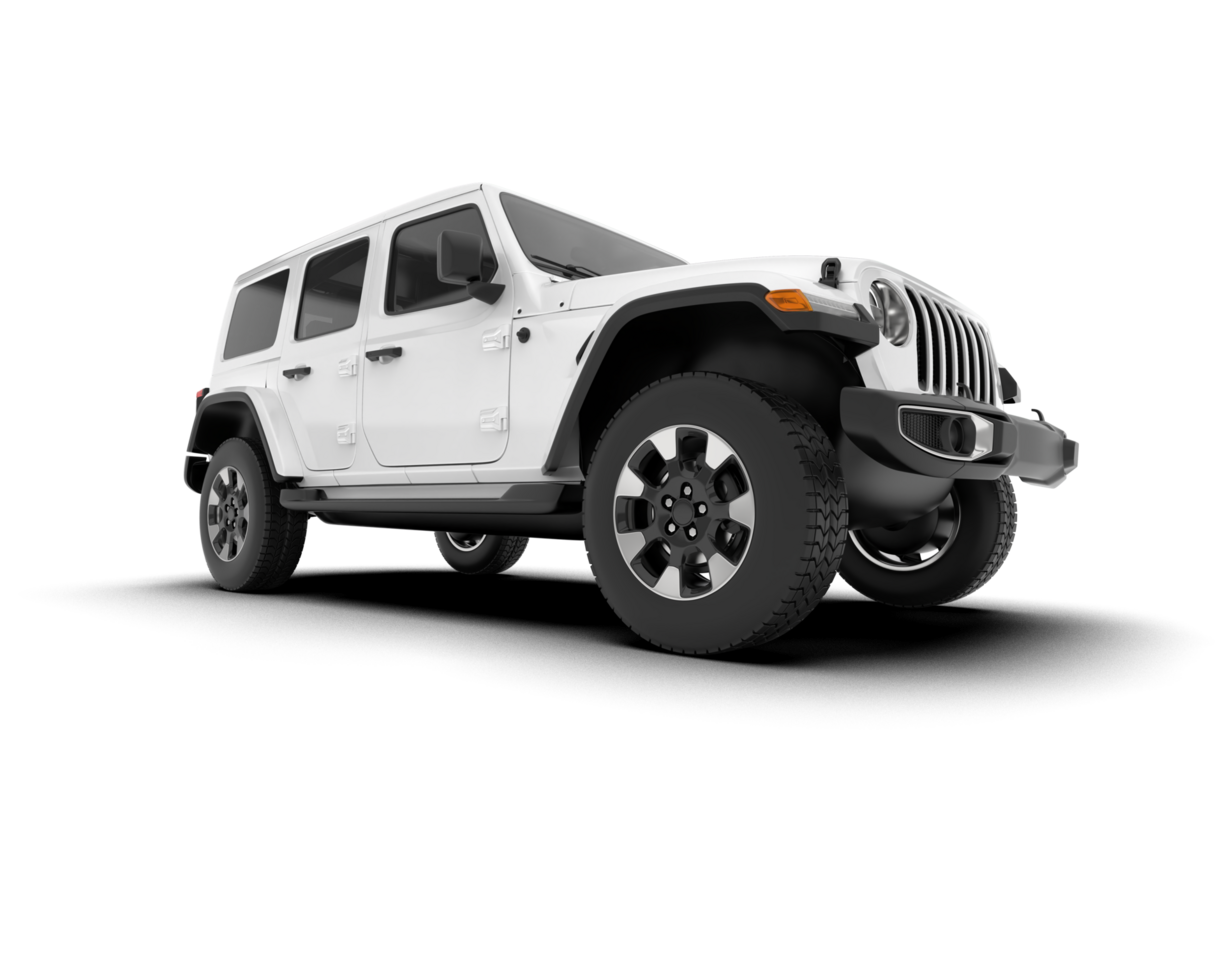 White SUV on transparent background. 3d rendering - illustration png