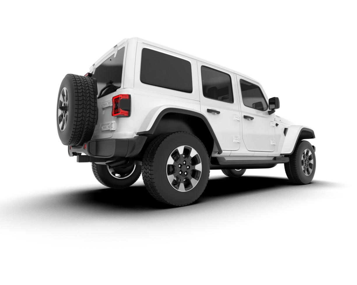 White SUV on transparent background. 3d rendering - illustration png