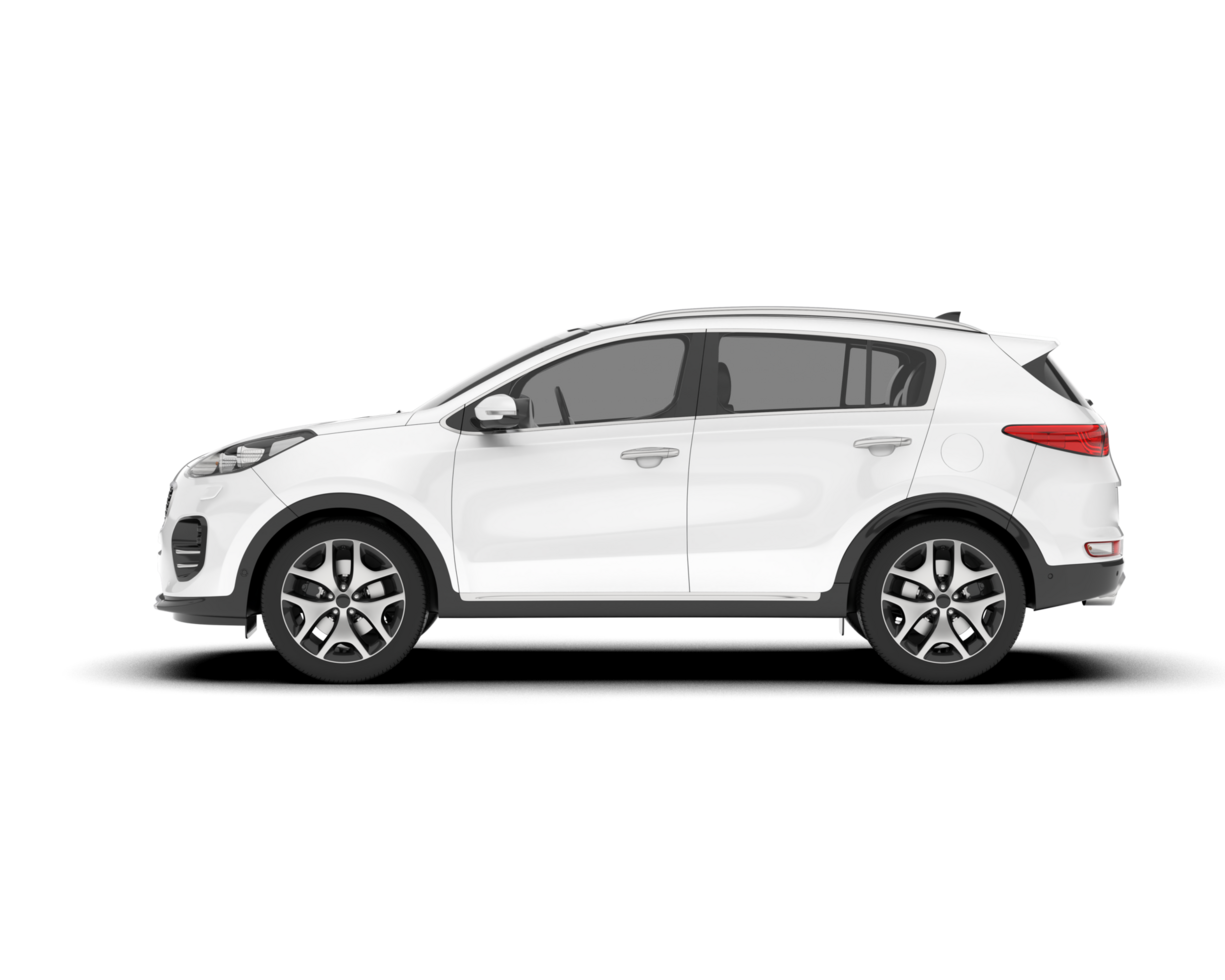 White SUV on transparent background. 3d rendering - illustration png