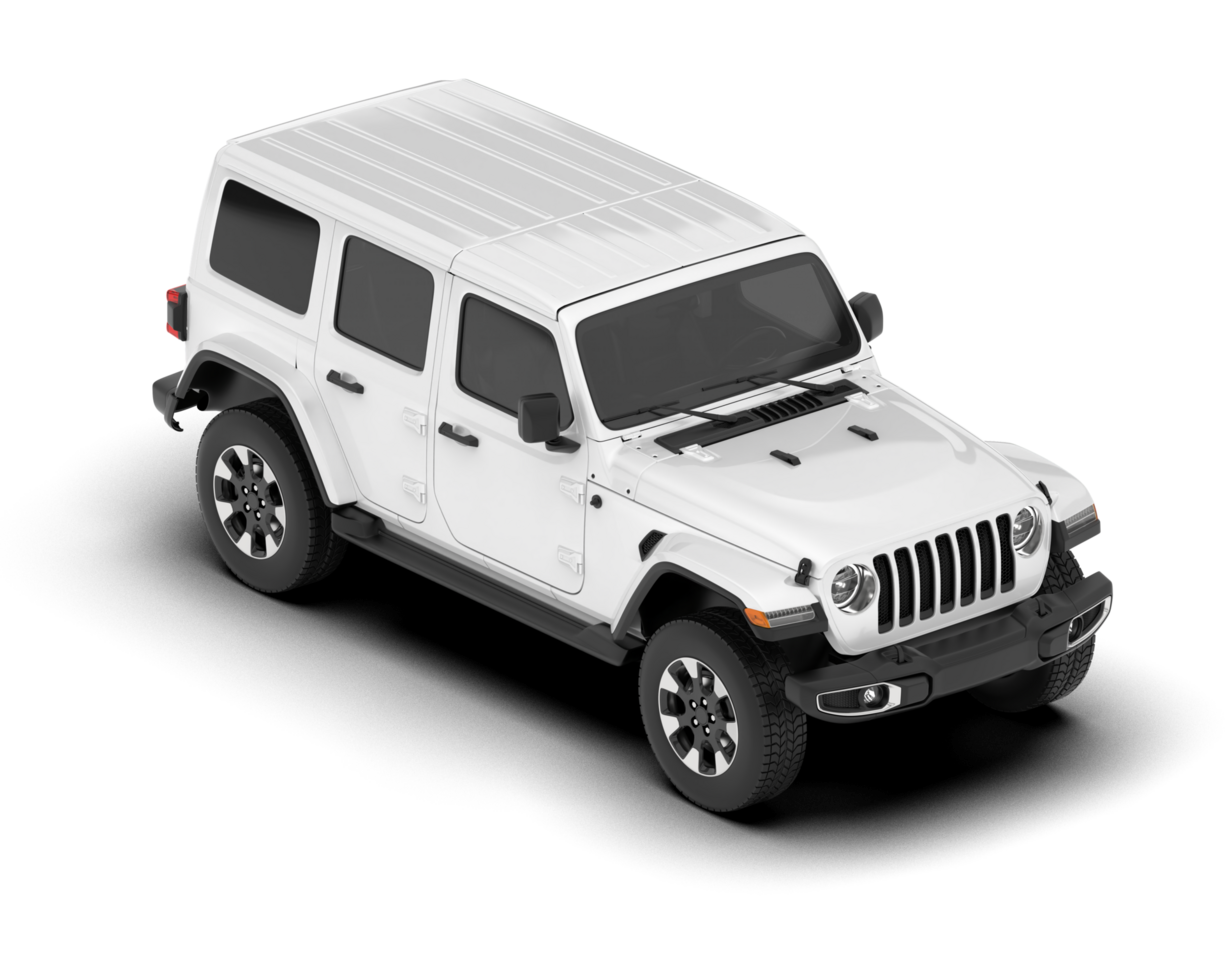 White SUV on transparent background. 3d rendering - illustration png