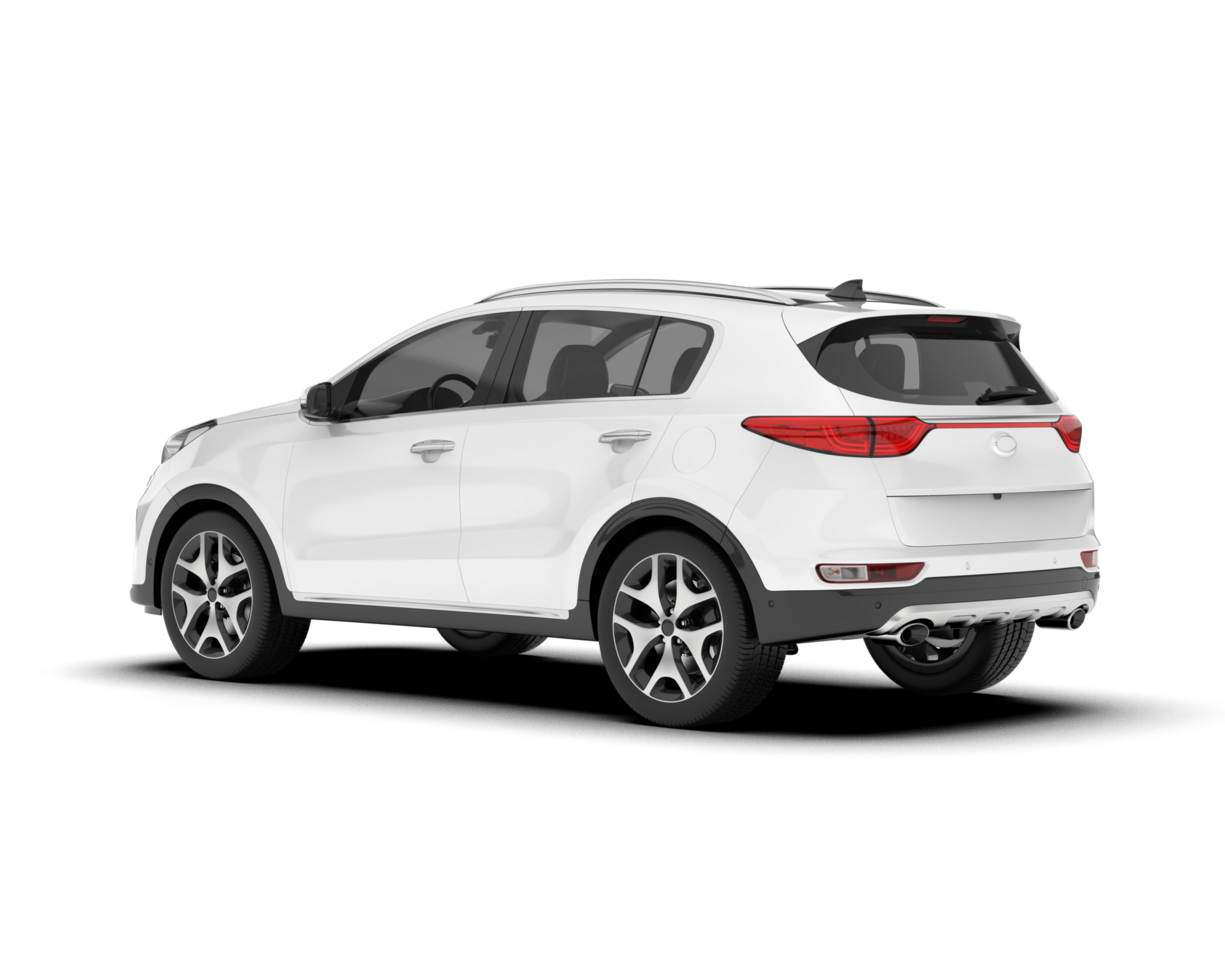 White SUV on transparent background. 3d rendering - illustration png