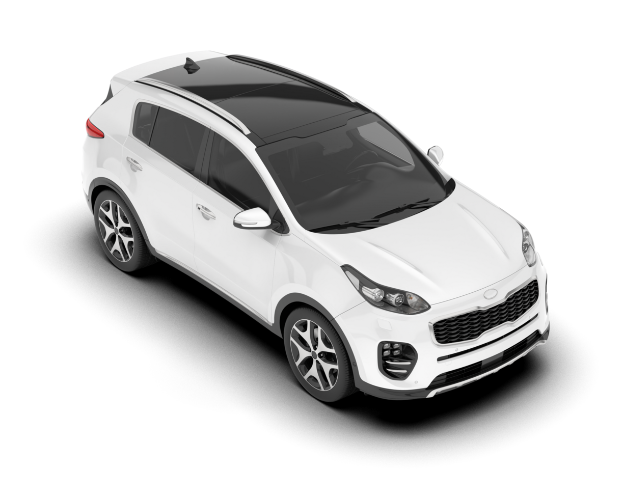 White SUV on transparent background. 3d rendering - illustration png