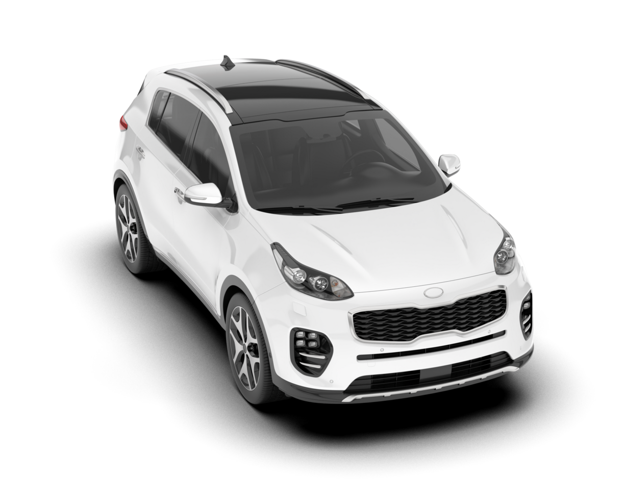 White SUV on transparent background. 3d rendering - illustration png
