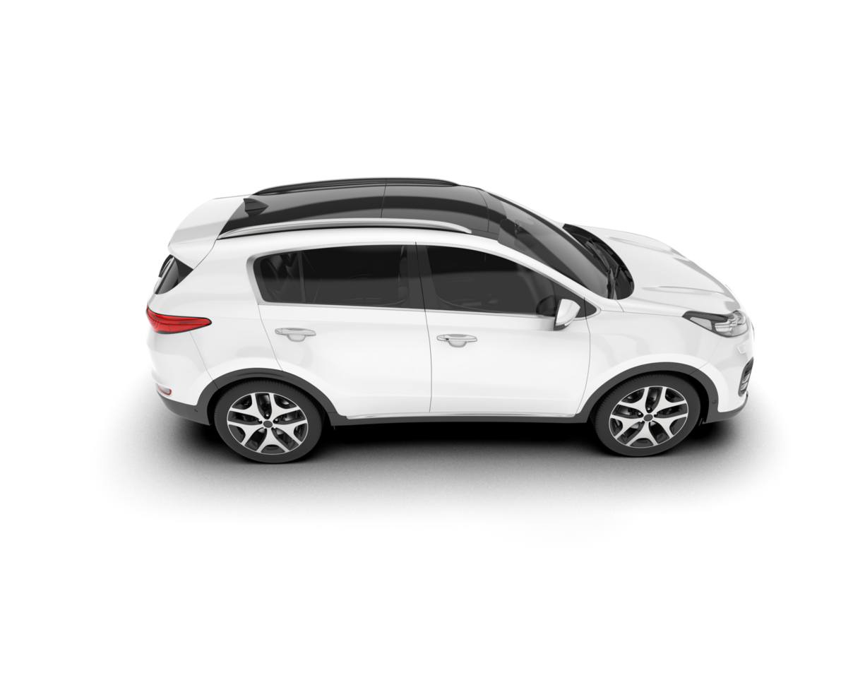 White SUV on transparent background. 3d rendering - illustration png