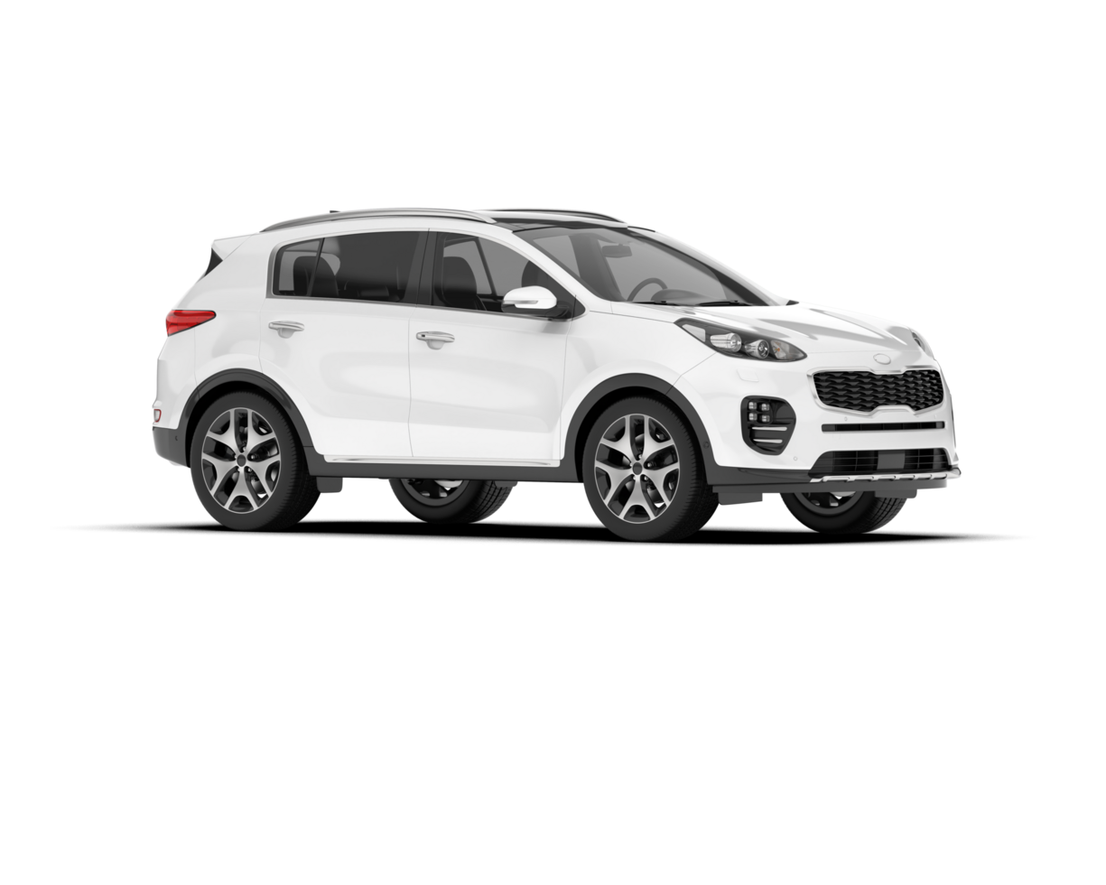 White SUV on transparent background. 3d rendering - illustration png