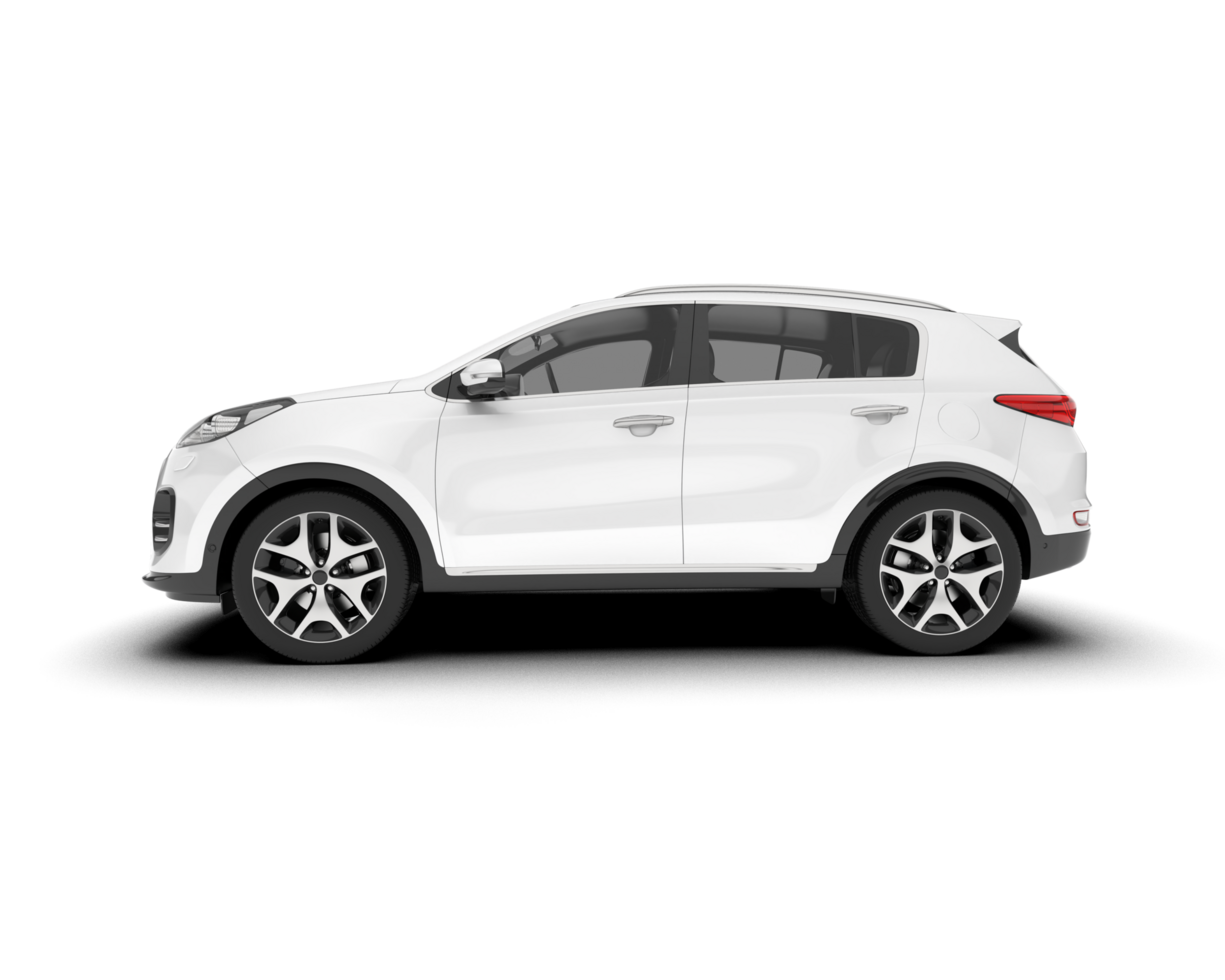 White SUV on transparent background. 3d rendering - illustration png