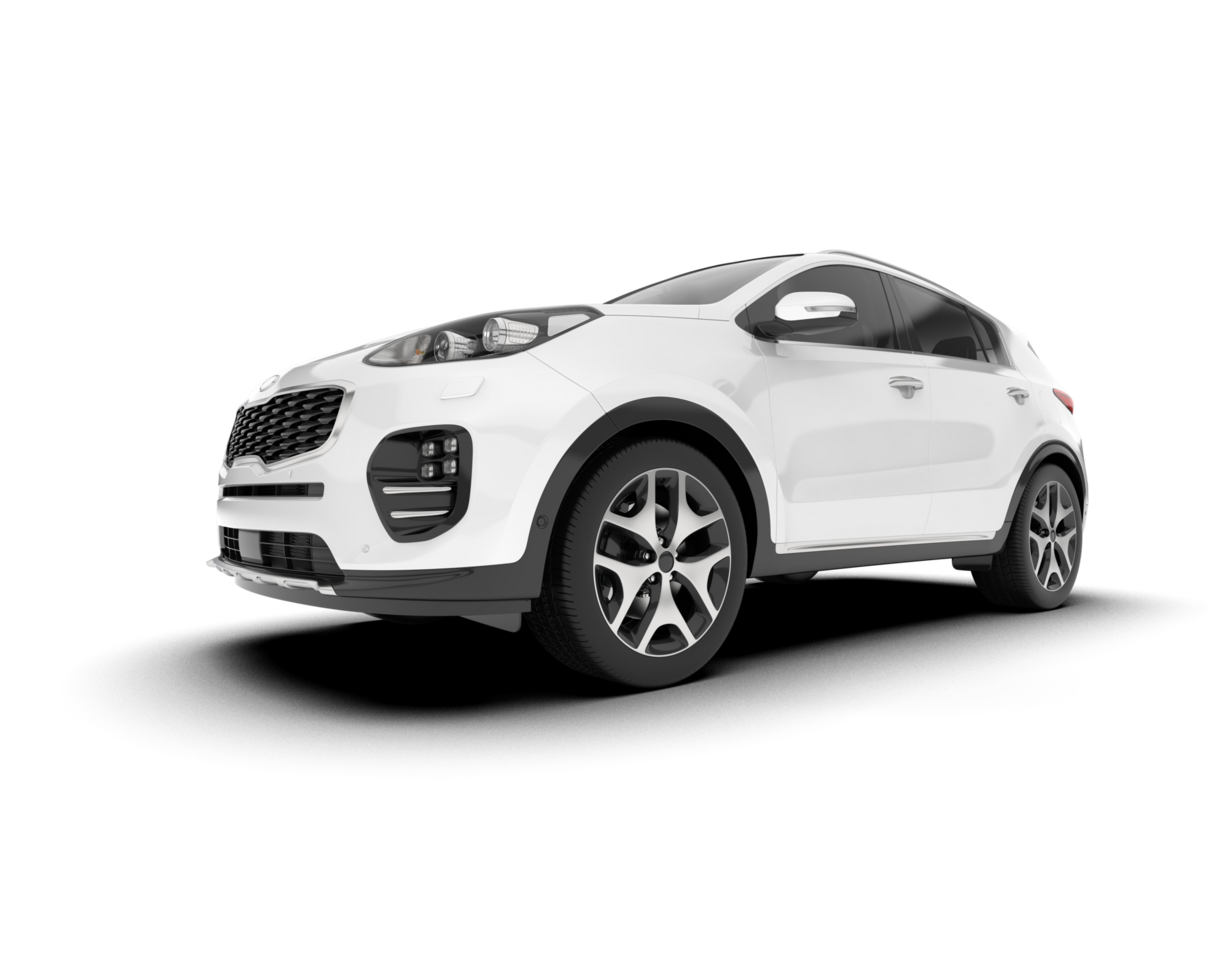 White SUV on transparent background. 3d rendering - illustration png