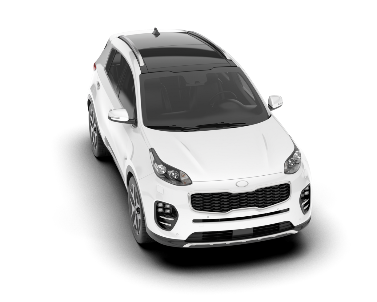 White SUV on transparent background. 3d rendering - illustration png