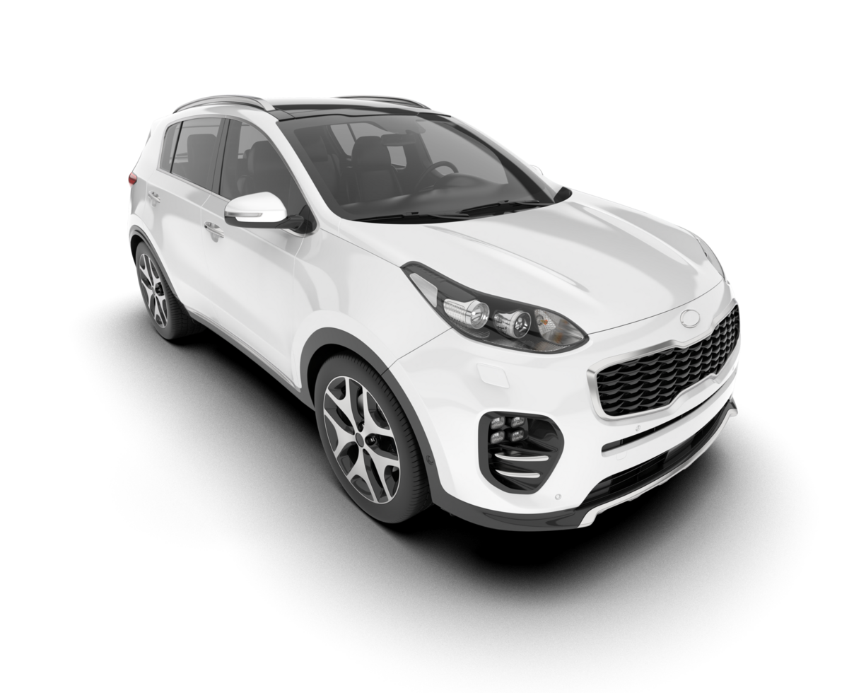 White SUV on transparent background. 3d rendering - illustration png