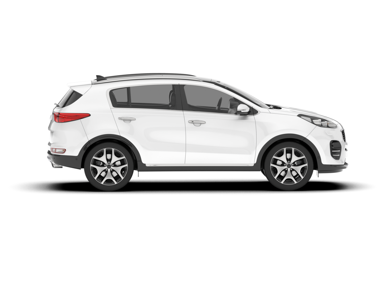 White SUV on transparent background. 3d rendering - illustration png
