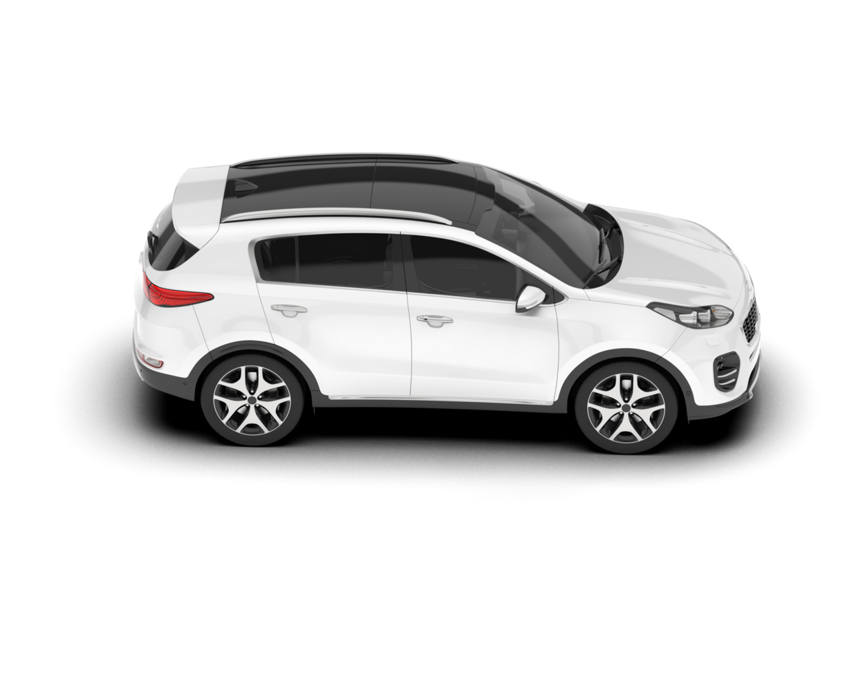 White SUV on transparent background. 3d rendering - illustration png
