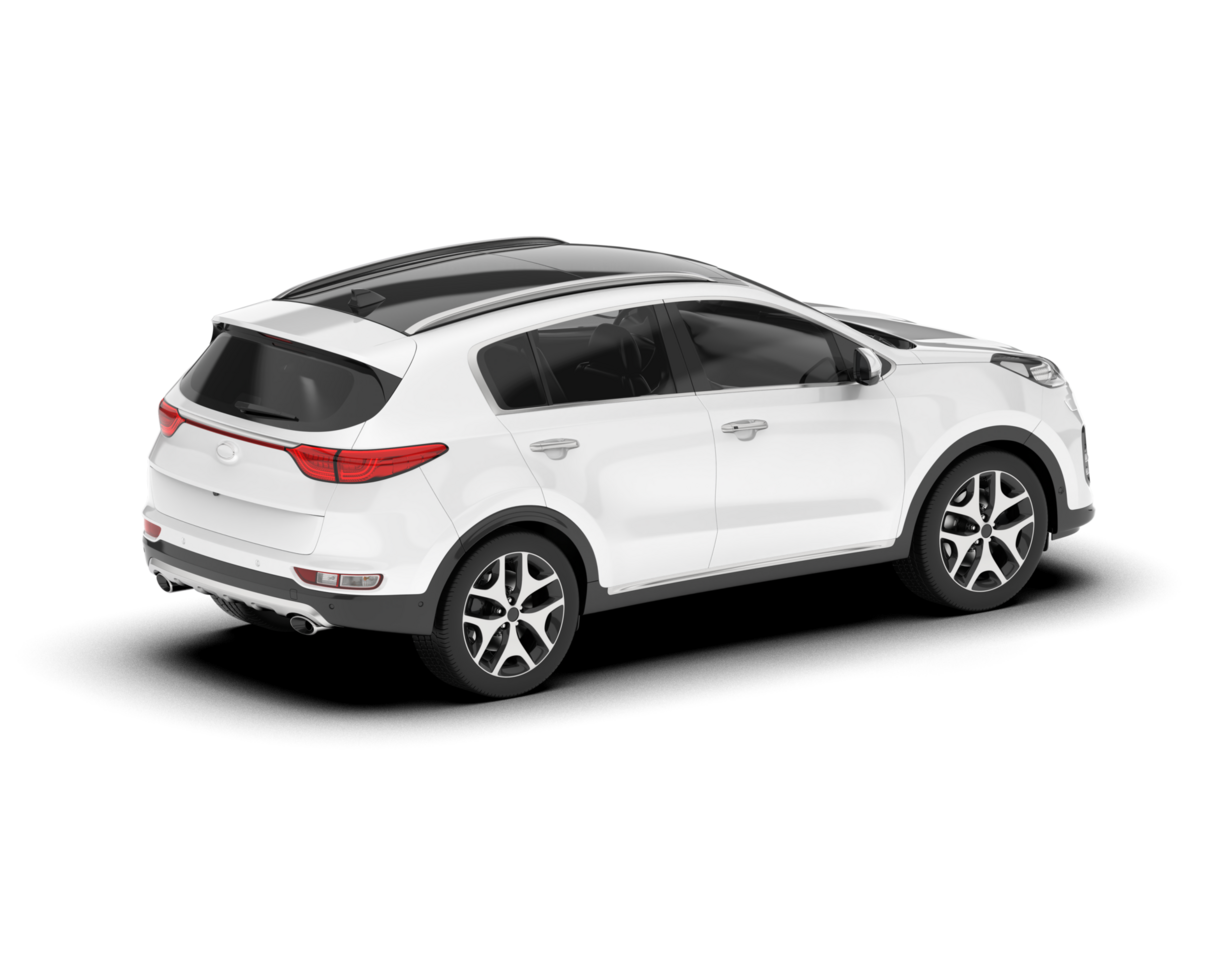 White SUV on transparent background. 3d rendering - illustration png