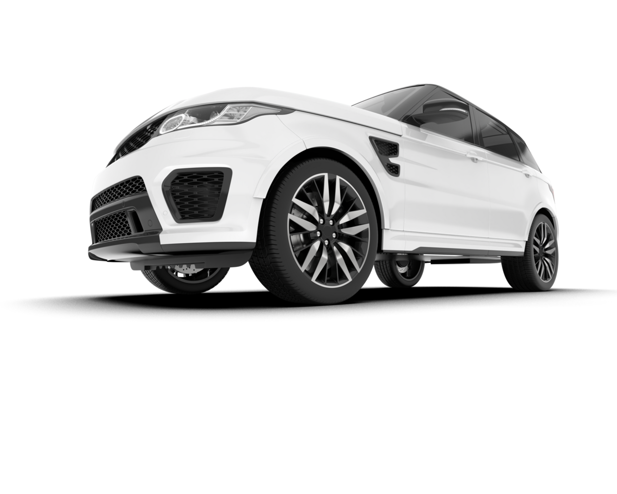 White SUV on transparent background. 3d rendering - illustration png