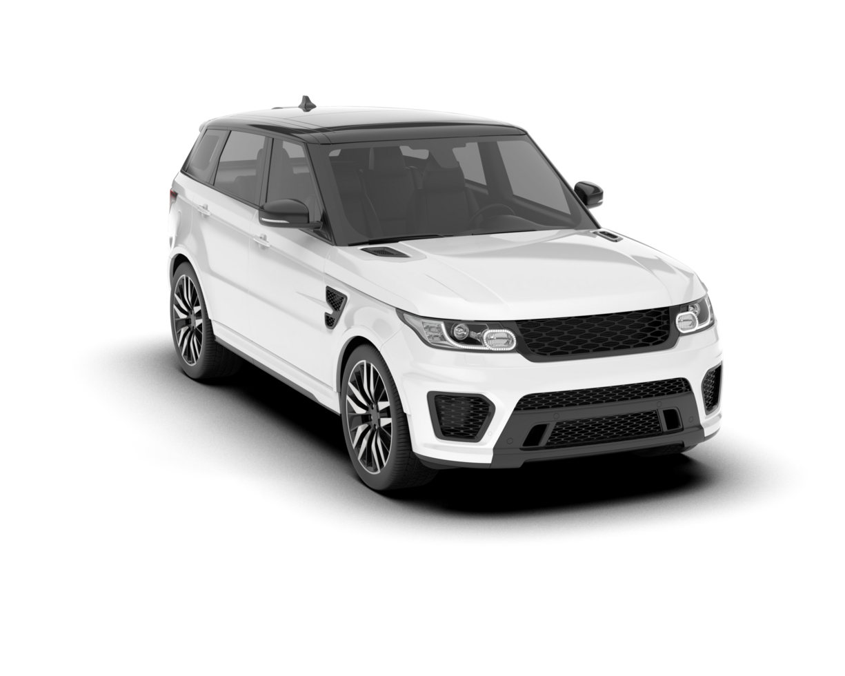 White SUV on transparent background. 3d rendering - illustration png