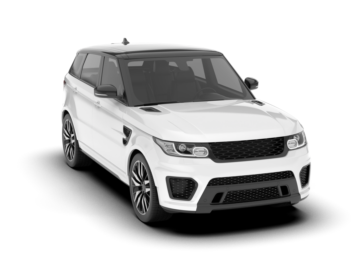 White SUV on transparent background. 3d rendering - illustration png