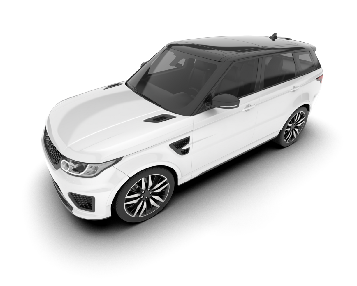White SUV on transparent background. 3d rendering - illustration png