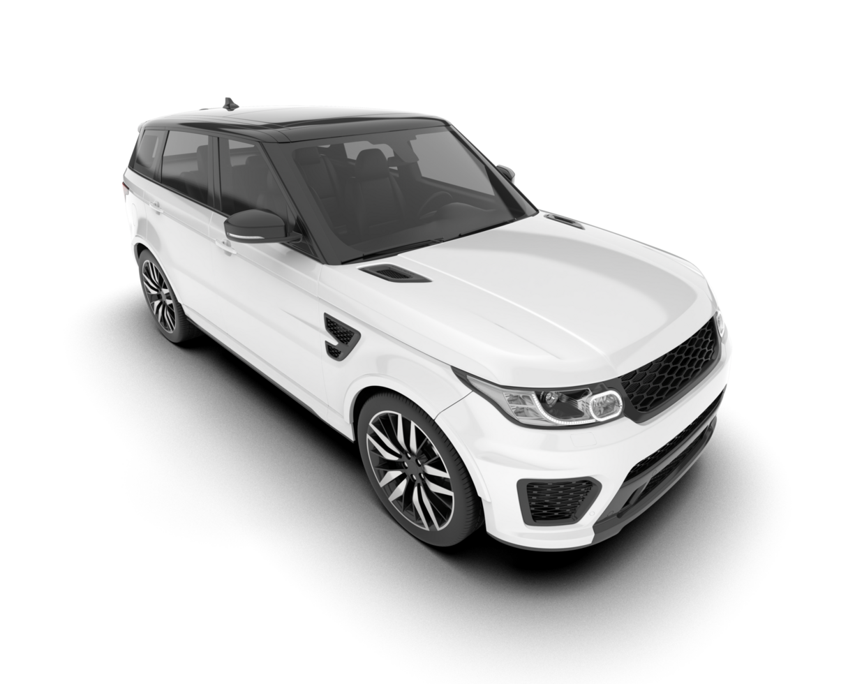White SUV on transparent background. 3d rendering - illustration png