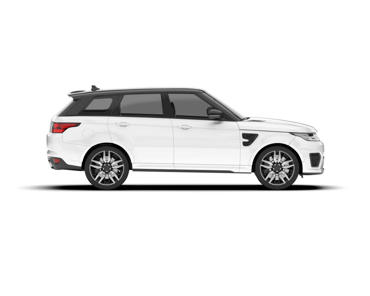 White SUV on transparent background. 3d rendering - illustration png