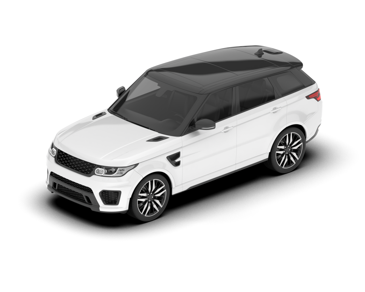 White SUV on transparent background. 3d rendering - illustration png