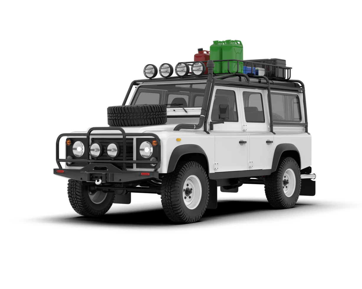 White SUV on transparent background. 3d rendering - illustration png