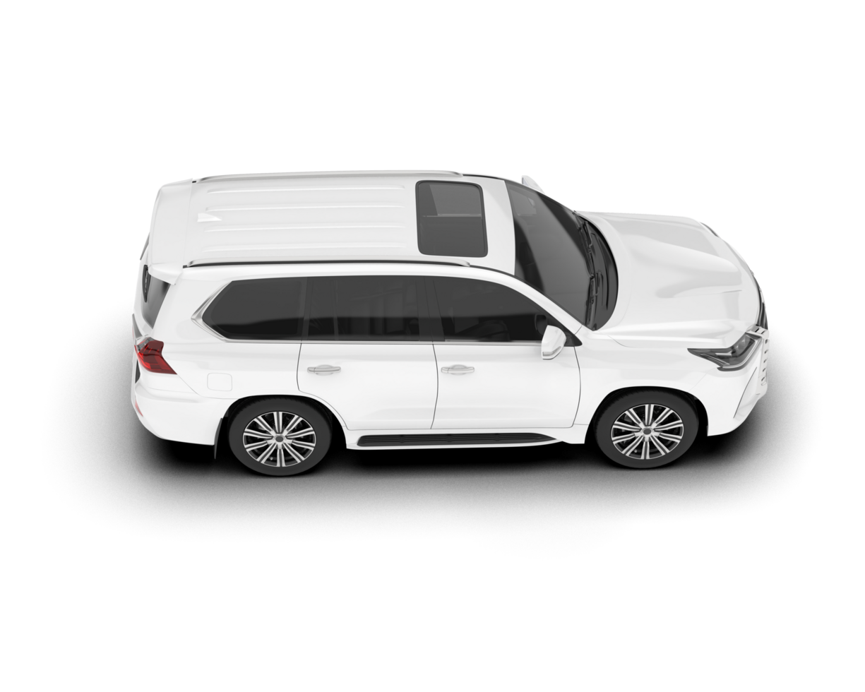 White SUV on transparent background. 3d rendering - illustration png