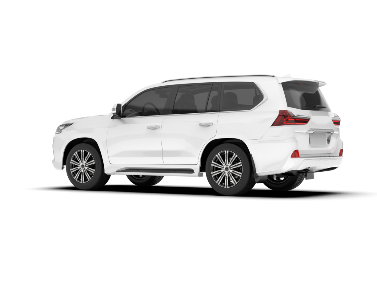 White SUV on transparent background. 3d rendering - illustration png