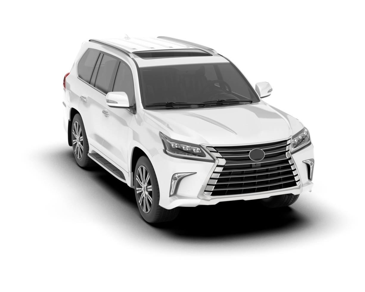 White SUV on transparent background. 3d rendering - illustration png