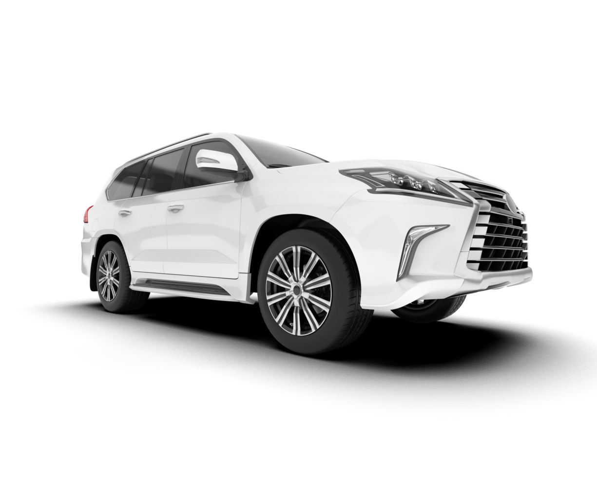 White SUV on transparent background. 3d rendering - illustration png