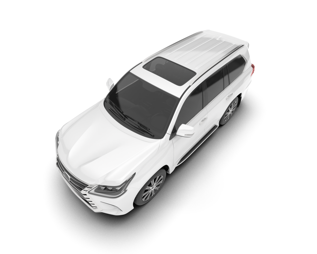 White SUV on transparent background. 3d rendering - illustration png