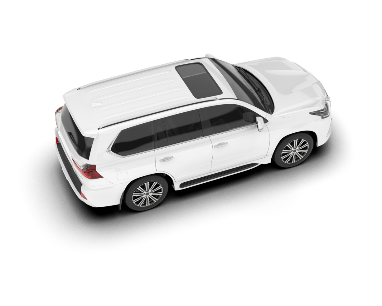 White SUV on transparent background. 3d rendering - illustration png