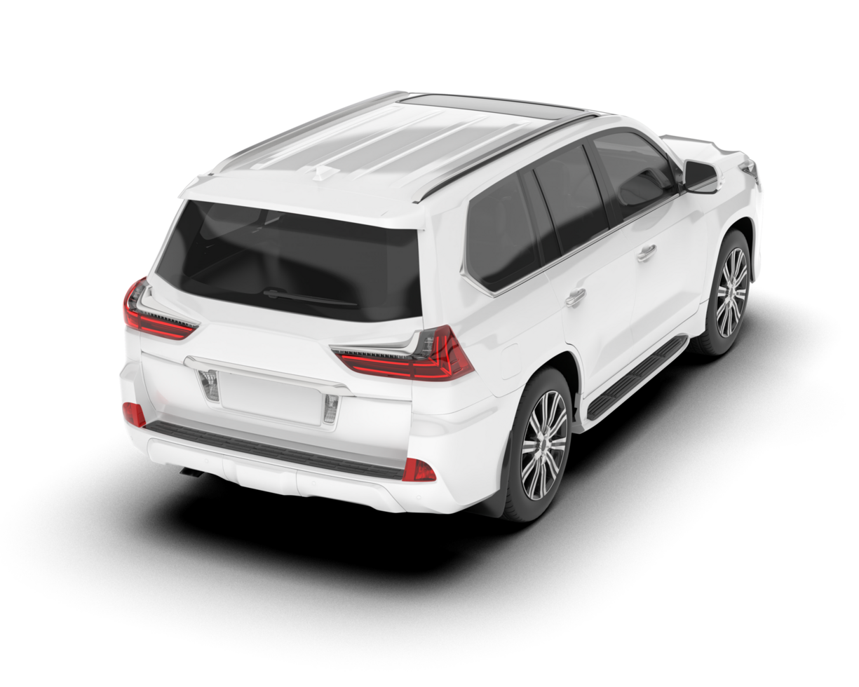 White SUV on transparent background. 3d rendering - illustration png