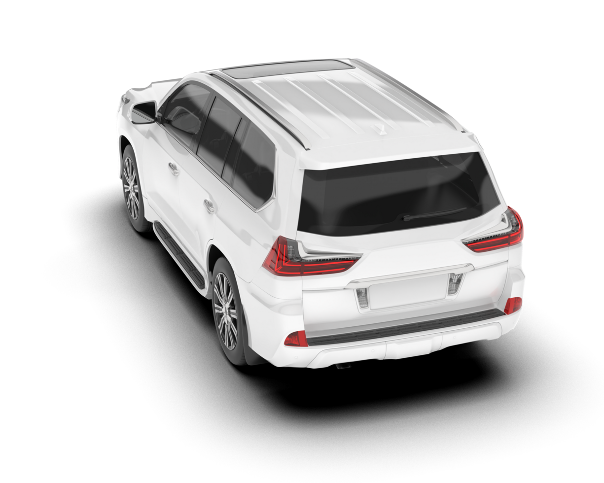 White SUV on transparent background. 3d rendering - illustration png