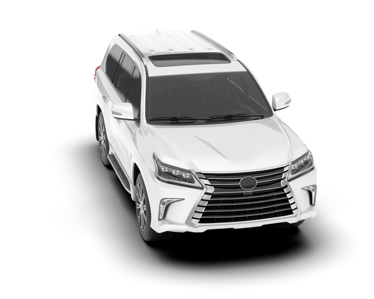 White SUV on transparent background. 3d rendering - illustration png