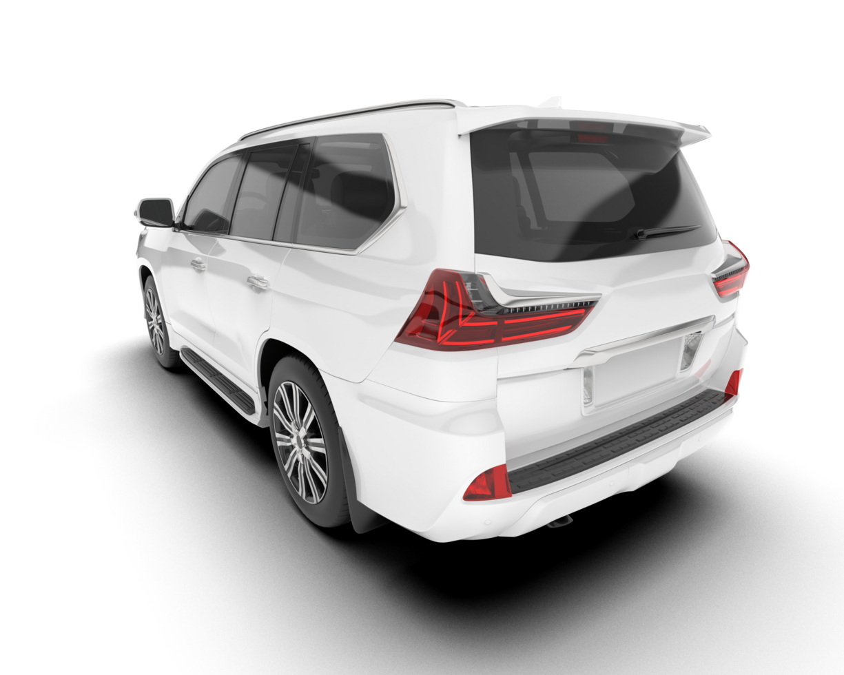 White SUV on transparent background. 3d rendering - illustration png