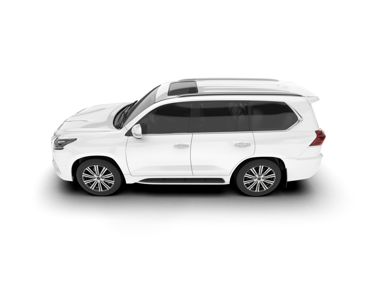 White SUV on transparent background. 3d rendering - illustration png