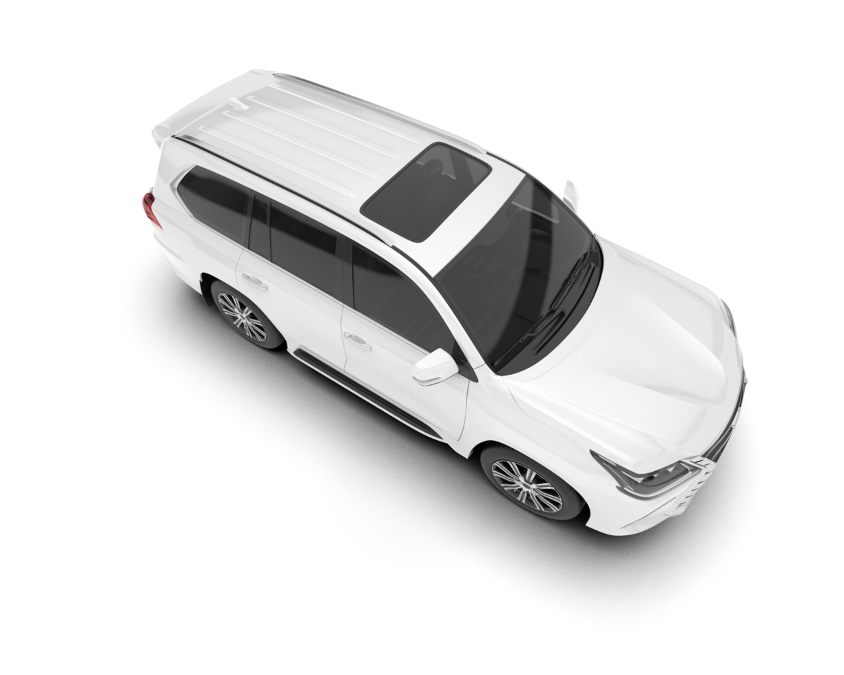 White SUV on transparent background. 3d rendering - illustration png