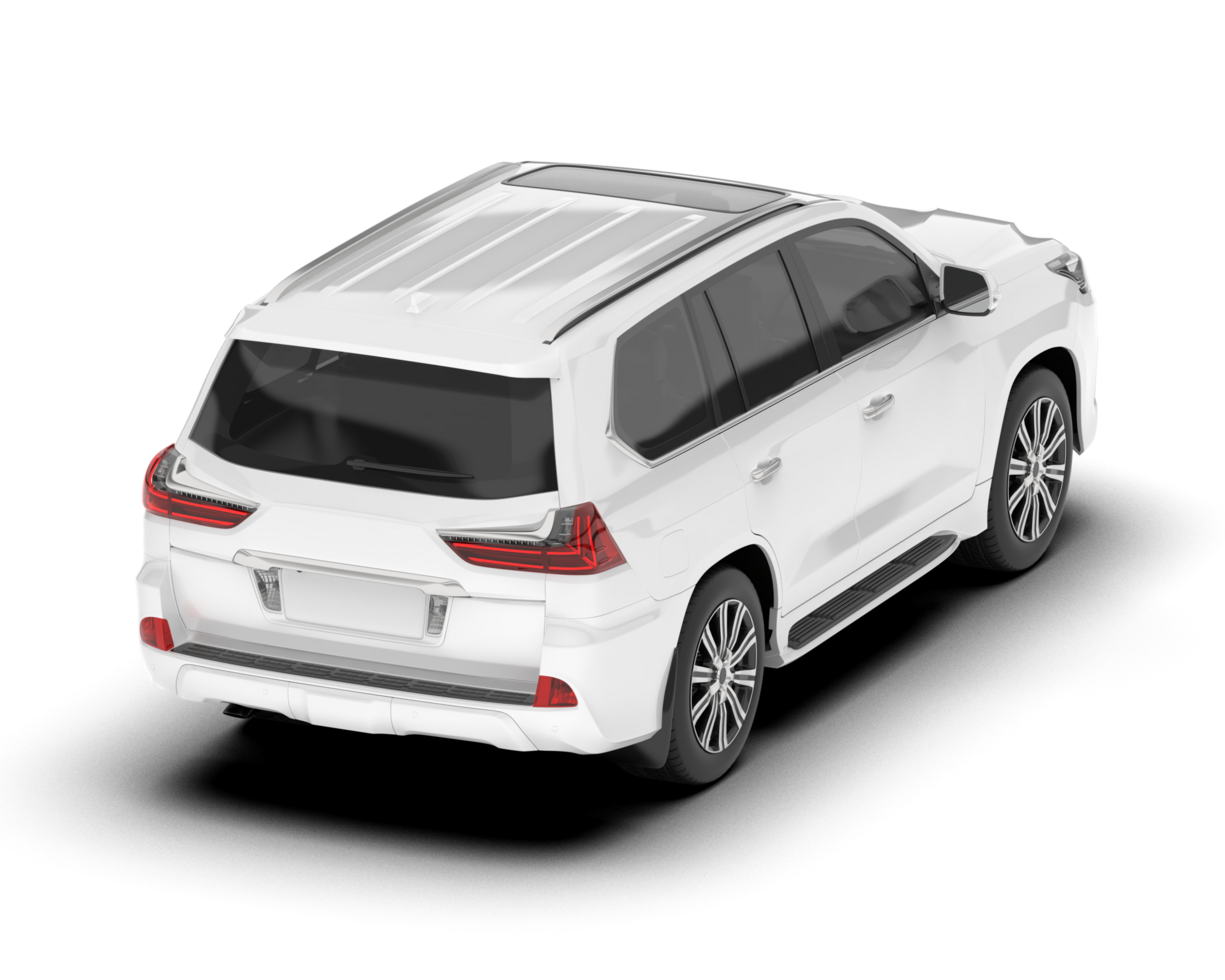 White SUV on transparent background. 3d rendering - illustration png