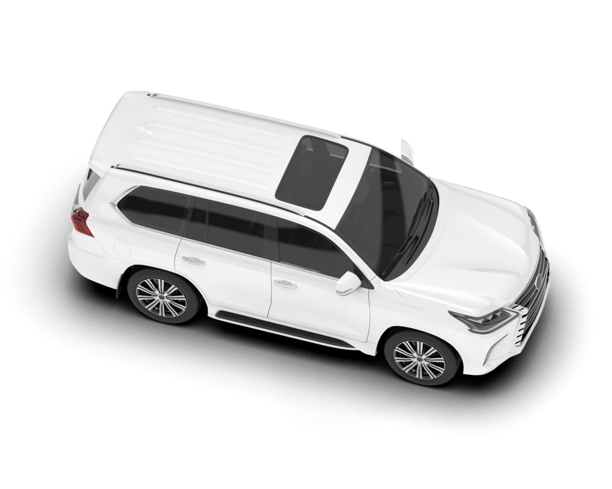 White SUV on transparent background. 3d rendering - illustration png