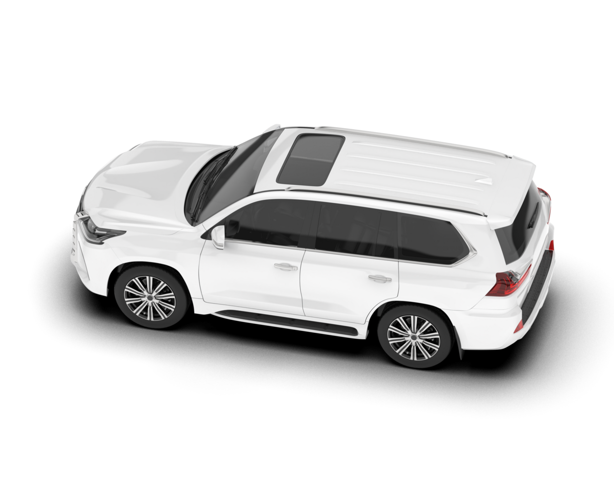 White SUV on transparent background. 3d rendering - illustration png