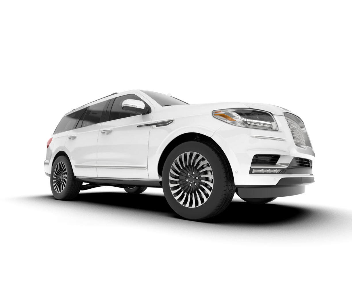 White SUV on transparent background. 3d rendering - illustration png