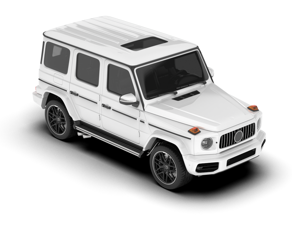 White SUV on transparent background. 3d rendering - illustration png