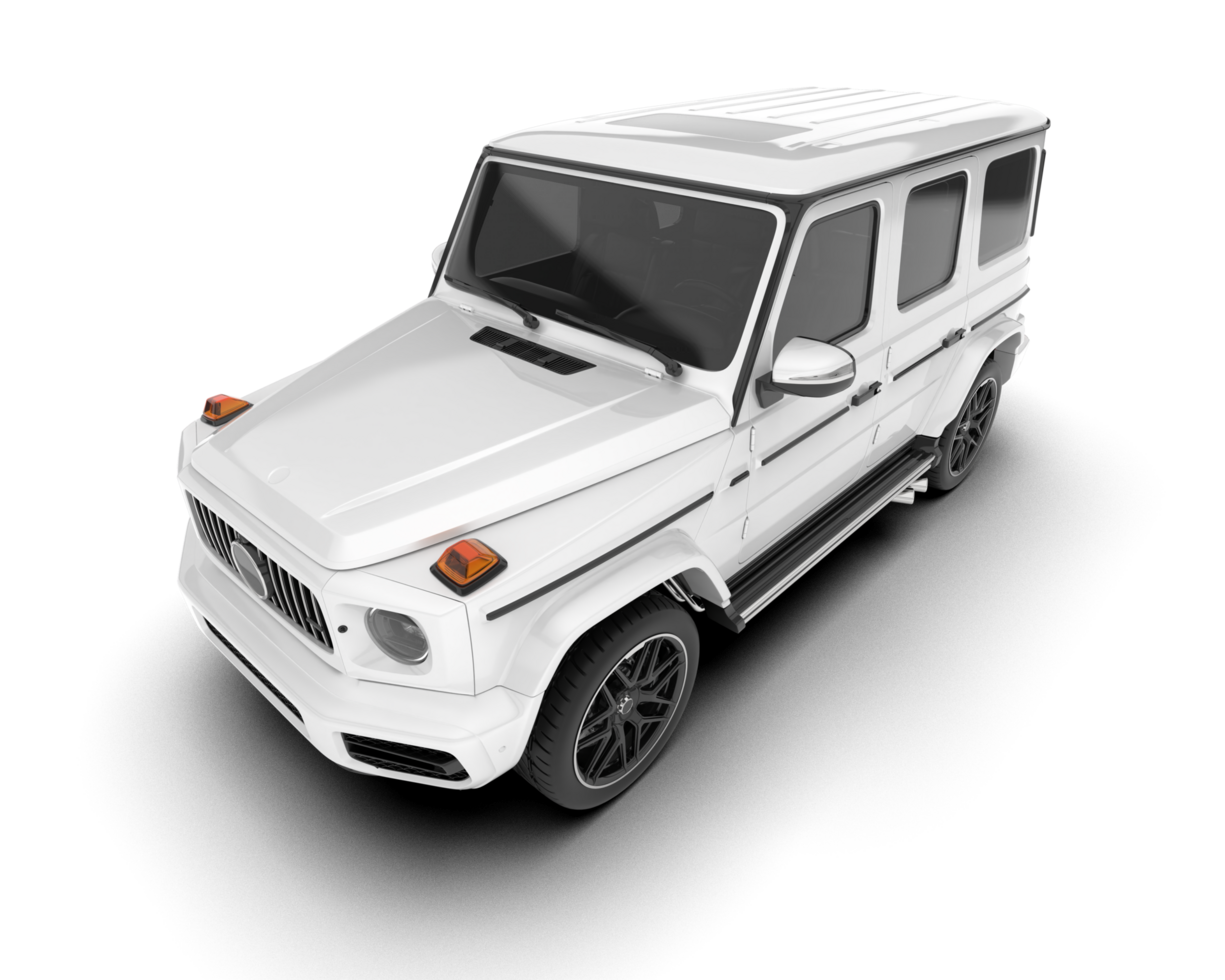 White SUV on transparent background. 3d rendering - illustration png