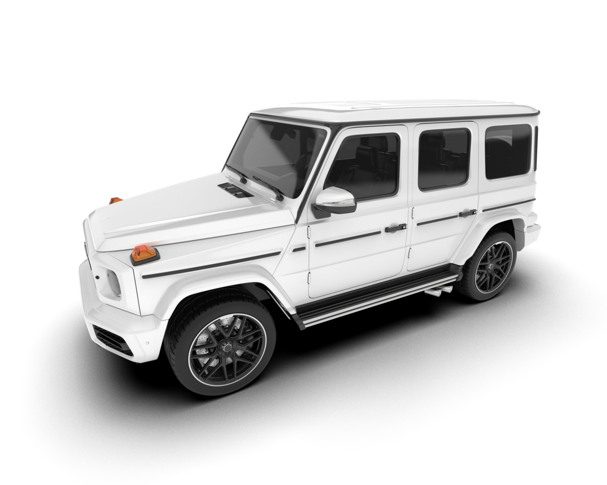 White SUV on transparent background. 3d rendering - illustration png