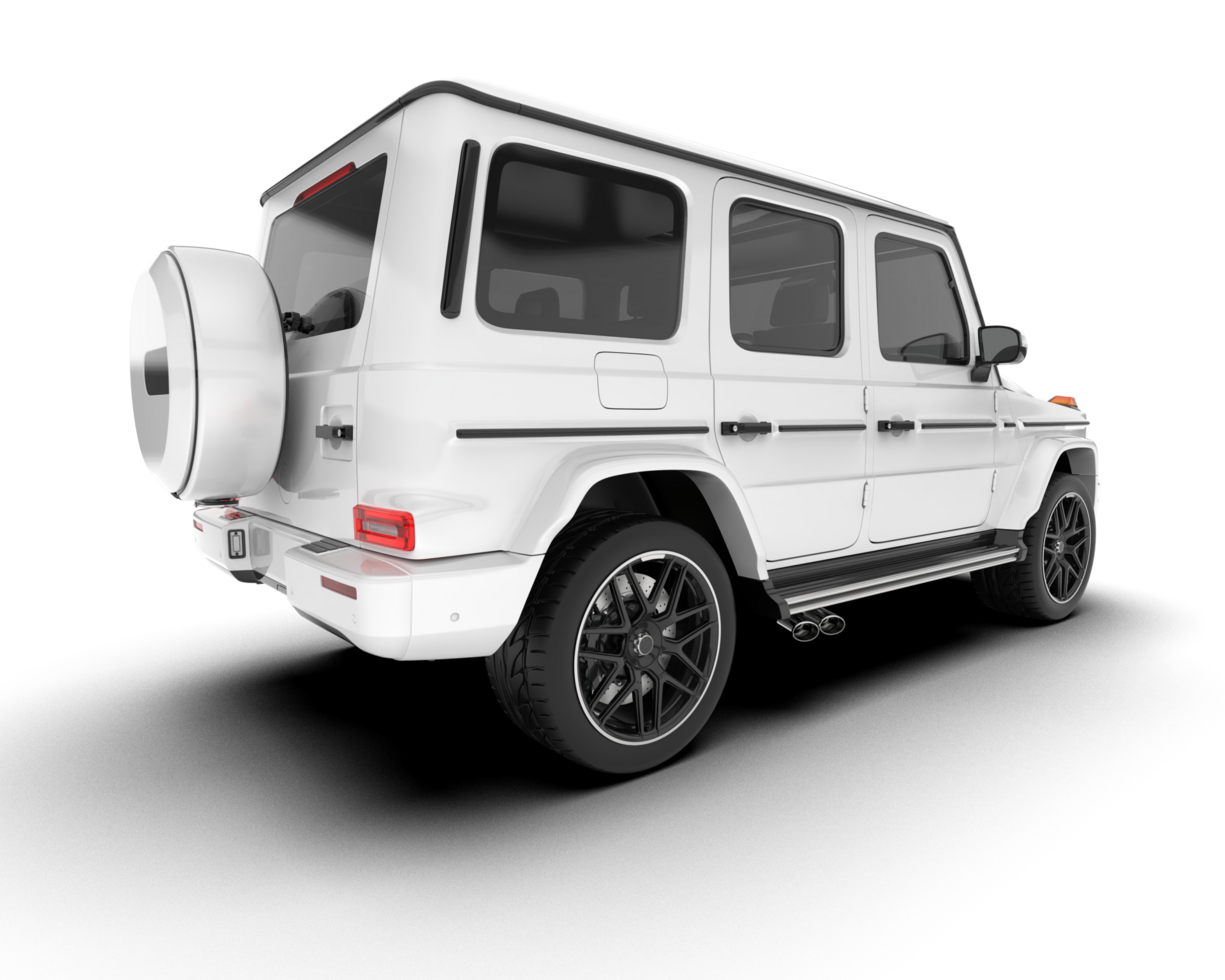 White SUV on transparent background. 3d rendering - illustration png